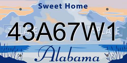 43A67W1 Alabama License Plate