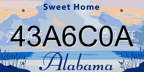43A6C0A Alabama License Plate