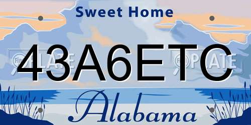 43A6ETC Alabama License Plate