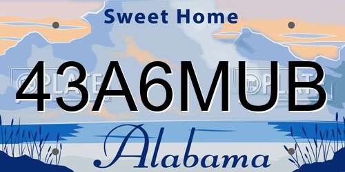 43A6MUB Alabama License Plate