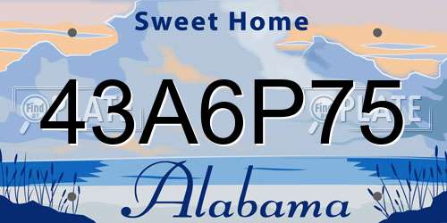 43A6P75 Alabama License Plate