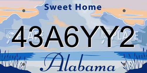 43A6YY2 Alabama License Plate