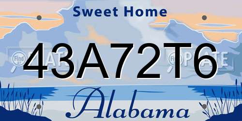43A72T6 Alabama License Plate