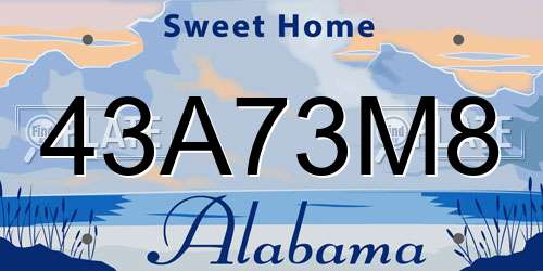 43A73M8 Alabama License Plate