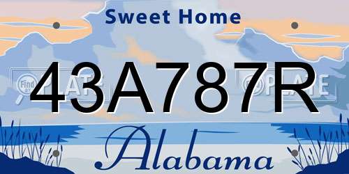 43A787R Alabama License Plate