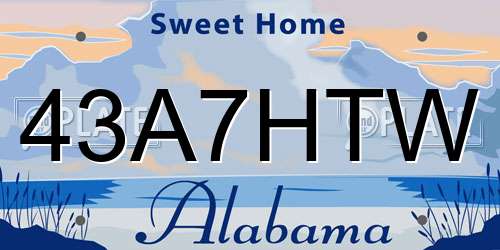 43A7HTW Alabama License Plate