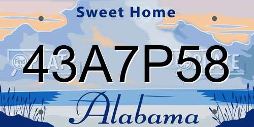 43A7P58 Alabama License Plate