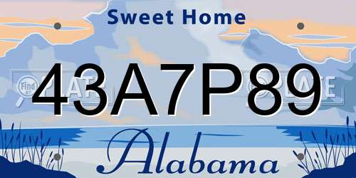 43A7P89 Alabama License Plate