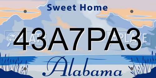 43A7PA3 Alabama License Plate