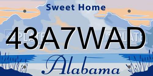43A7WAD Alabama License Plate