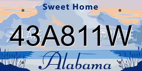 43A811W Alabama License Plate