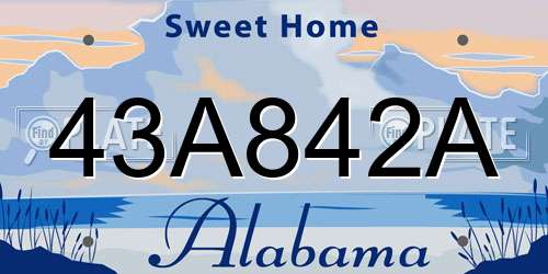 43A842A Alabama License Plate