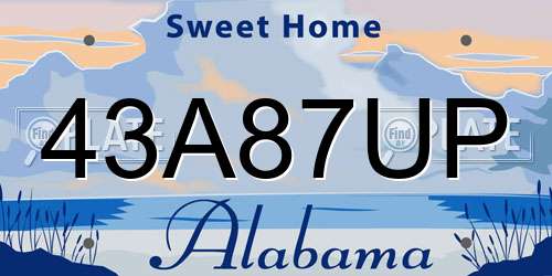 43A87UP Alabama License Plate