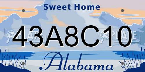 43A8C10 Alabama License Plate