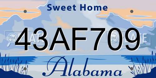 43AF709 Alabama License Plate