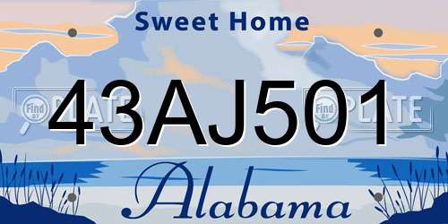 43AJ501 Alabama License Plate