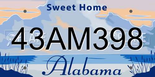 43AM398 Alabama License Plate