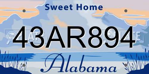 43AR894 Alabama License Plate