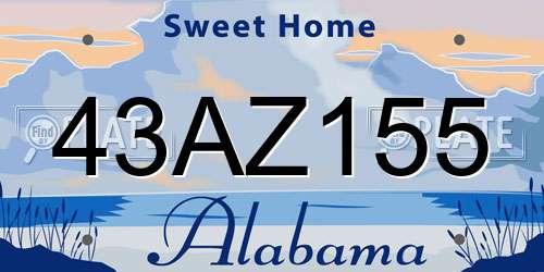 43AZ155 Alabama License Plate