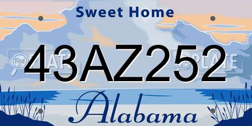 43AZ252 Alabama License Plate