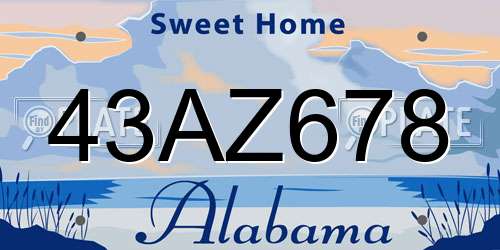 43AZ678 Alabama License Plate