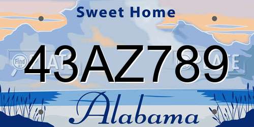 43AZ789 Alabama License Plate