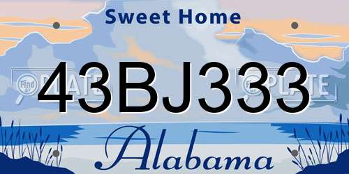 43BJ333 Alabama License Plate