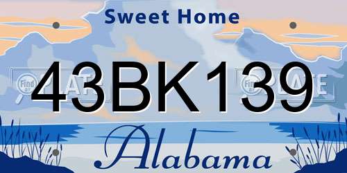 43BK139 Alabama License Plate