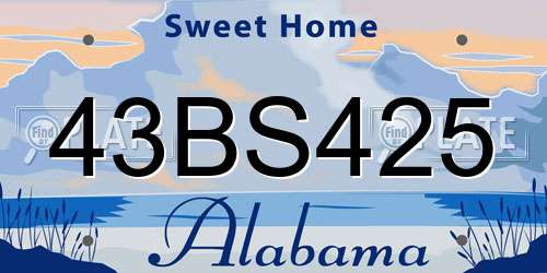 43BS425 Alabama License Plate