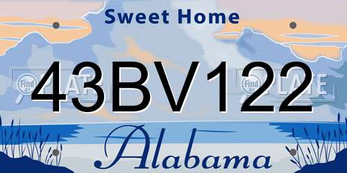 43BV122 Alabama License Plate