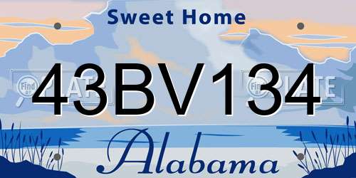 43BV134 Alabama License Plate