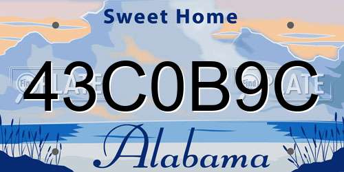 43C0B9C Alabama License Plate