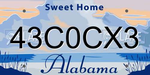 43C0CX3 Alabama License Plate