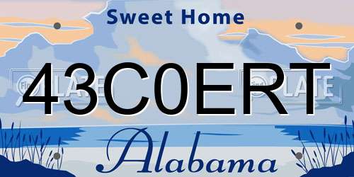 43C0ERT Alabama License Plate