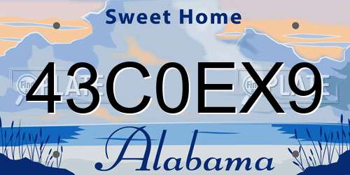 43C0EX9 Alabama License Plate