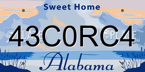 43C0RC4 Alabama License Plate