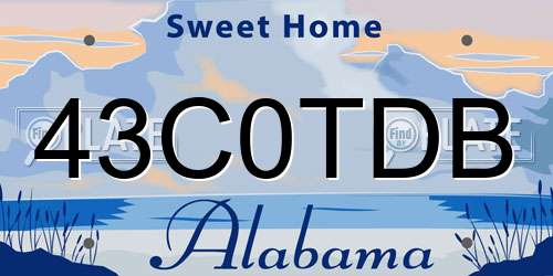 43C0TDB Alabama License Plate