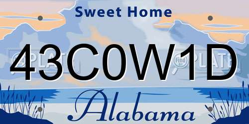 43C0W1D Alabama License Plate
