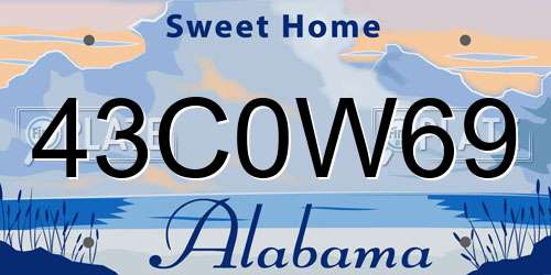 43C0W69 Alabama License Plate