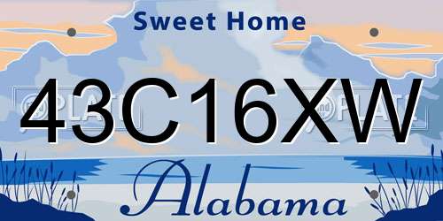 43C16XW Alabama License Plate