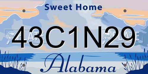 43C1N29 Alabama License Plate