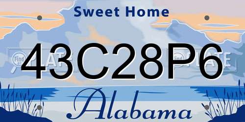 43C28P6 Alabama License Plate