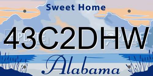 43C2DHW Alabama License Plate