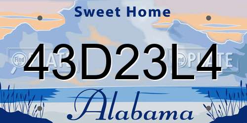 43D23L4 Alabama License Plate