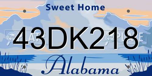 43DK218 Alabama License Plate