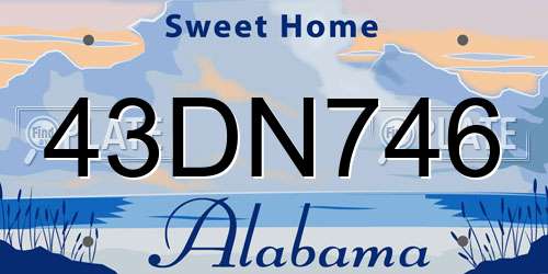43DN746 Alabama License Plate