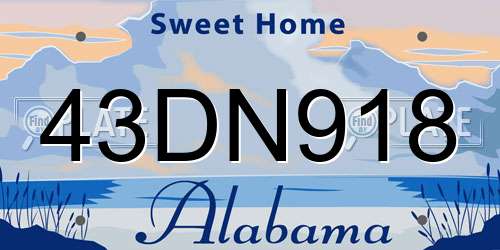 43DN918 Alabama License Plate