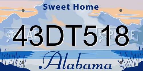 43DT518 Alabama License Plate