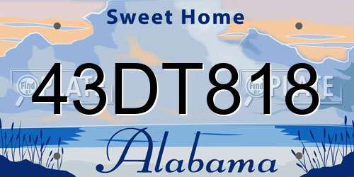 43DT818 Alabama License Plate