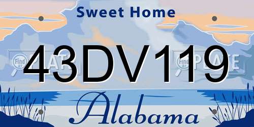 43DV119 Alabama License Plate